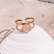 Bague ZOE plaqué or / quartz rose